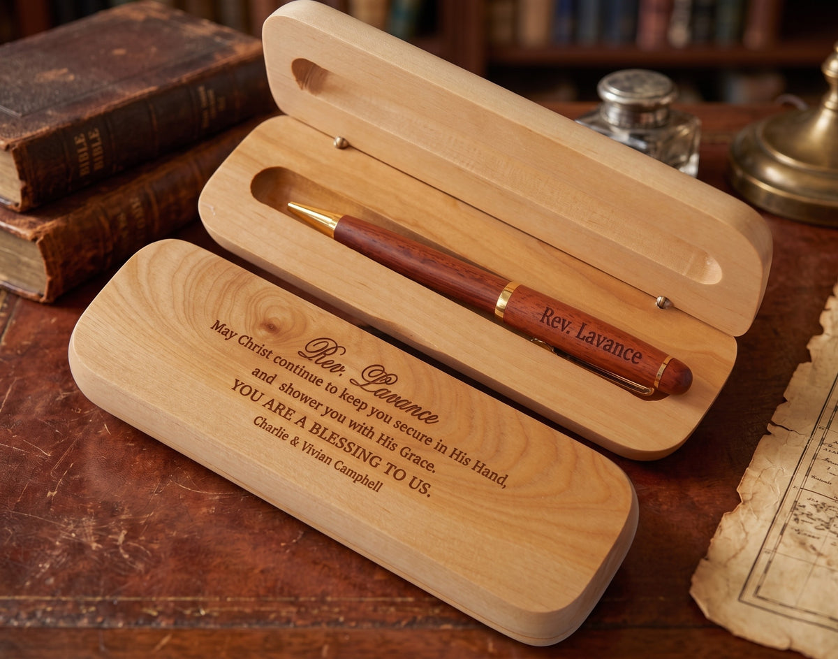 Personalized Wood Pen and Case | Pastor or Priest Appreciation Present WMPEN71