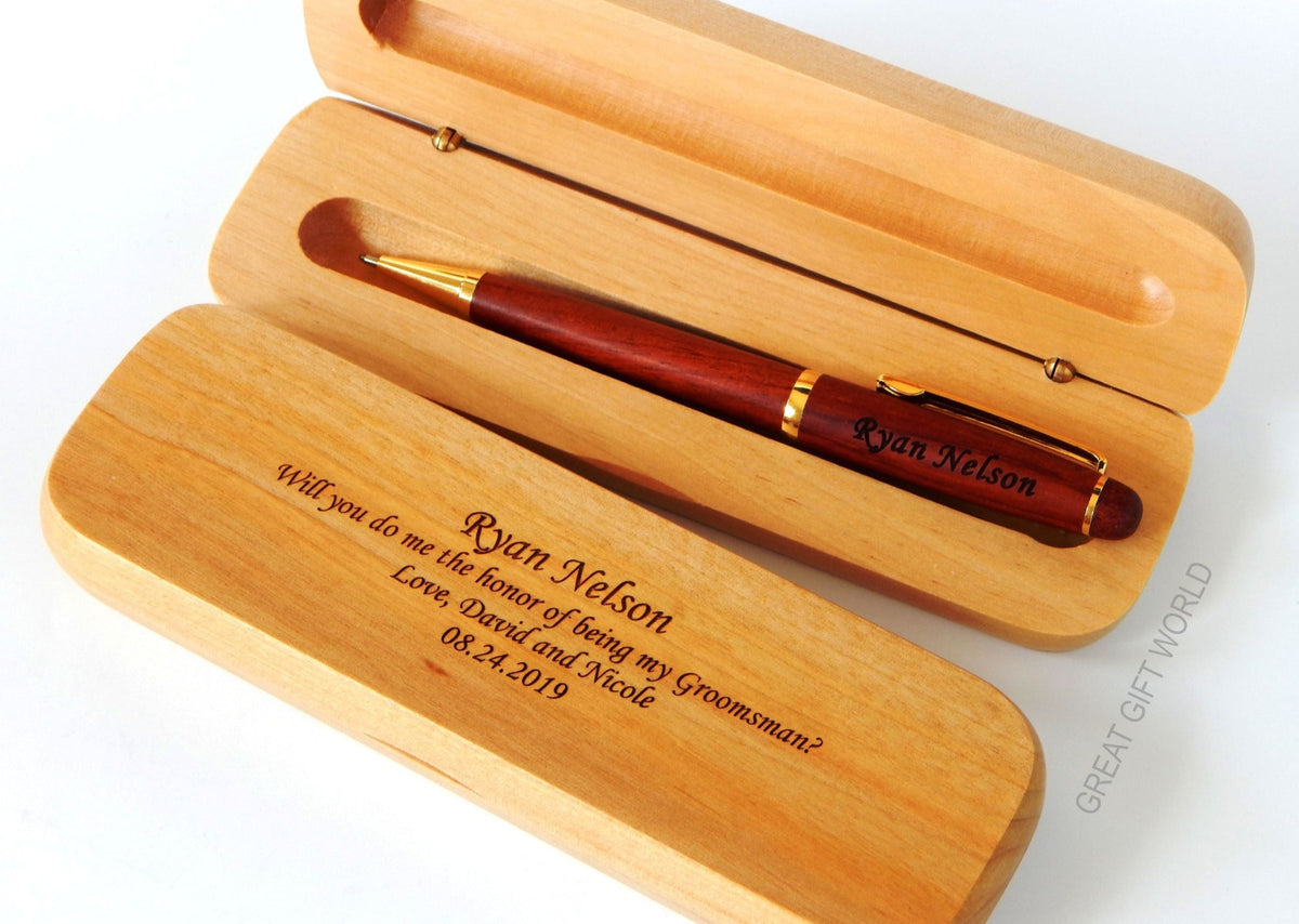 Groomsmen Proposal Gift | Personalized Engraved Wooden Pen