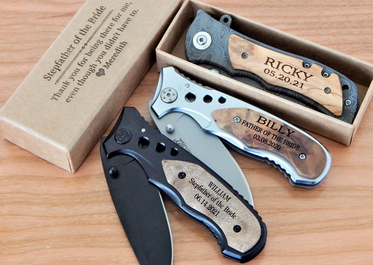Step Father of the Bride Gift | Custom Engraved Knife for Stepdad