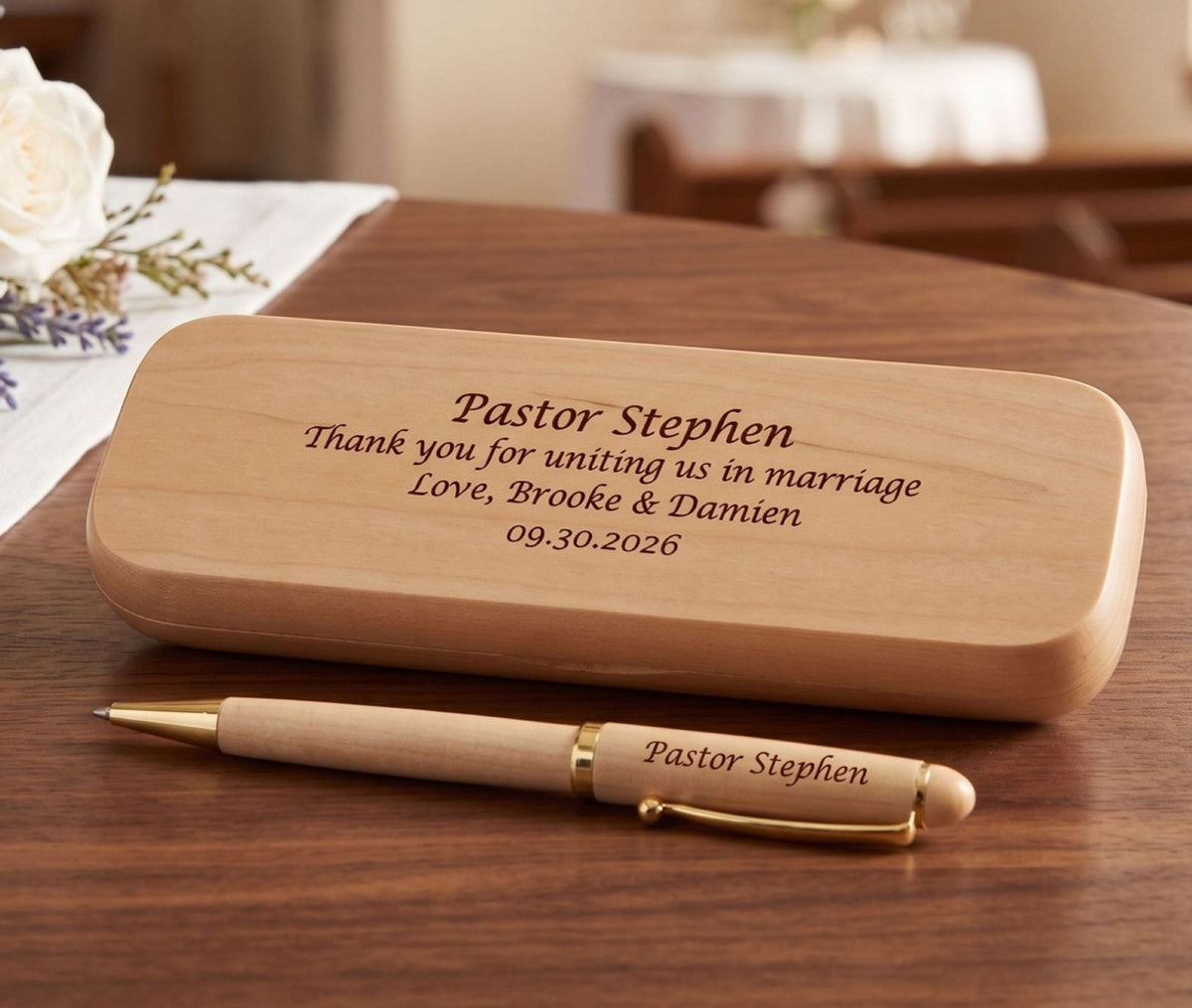 Personalized Pastor Wooden Pen | Wedding Officiant Gift WMPEN98