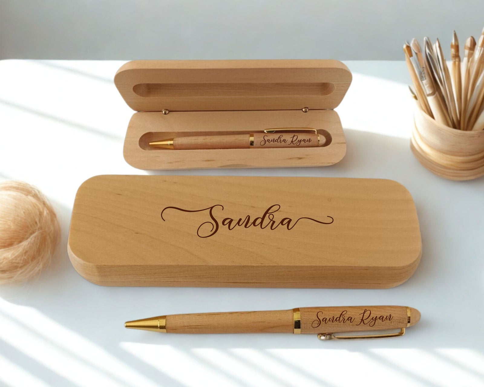 Custom Appreciation Wood Pen and Case Set Gift for Coworker WMPEN59