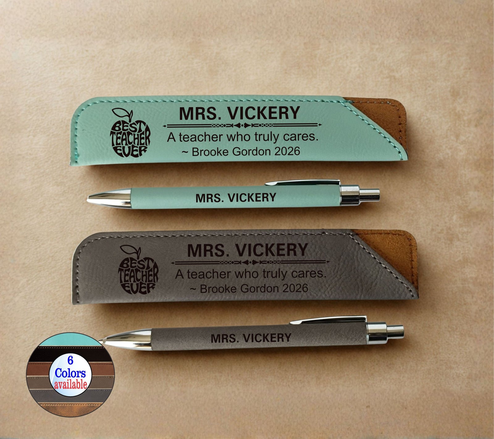 Engraved Leatherette Pen and Sleeve | Personalized Gift for Him LPC39