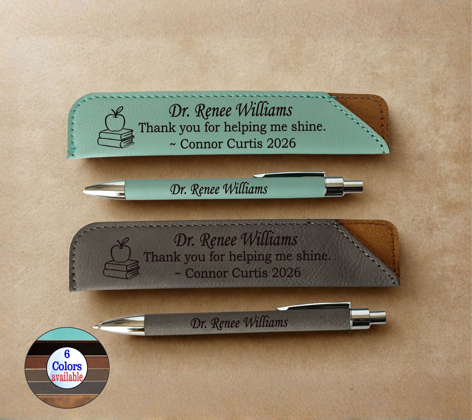 Personalized Leather Principal Pen & Sleeve Set | Teacher Appreciation Gift LPC07