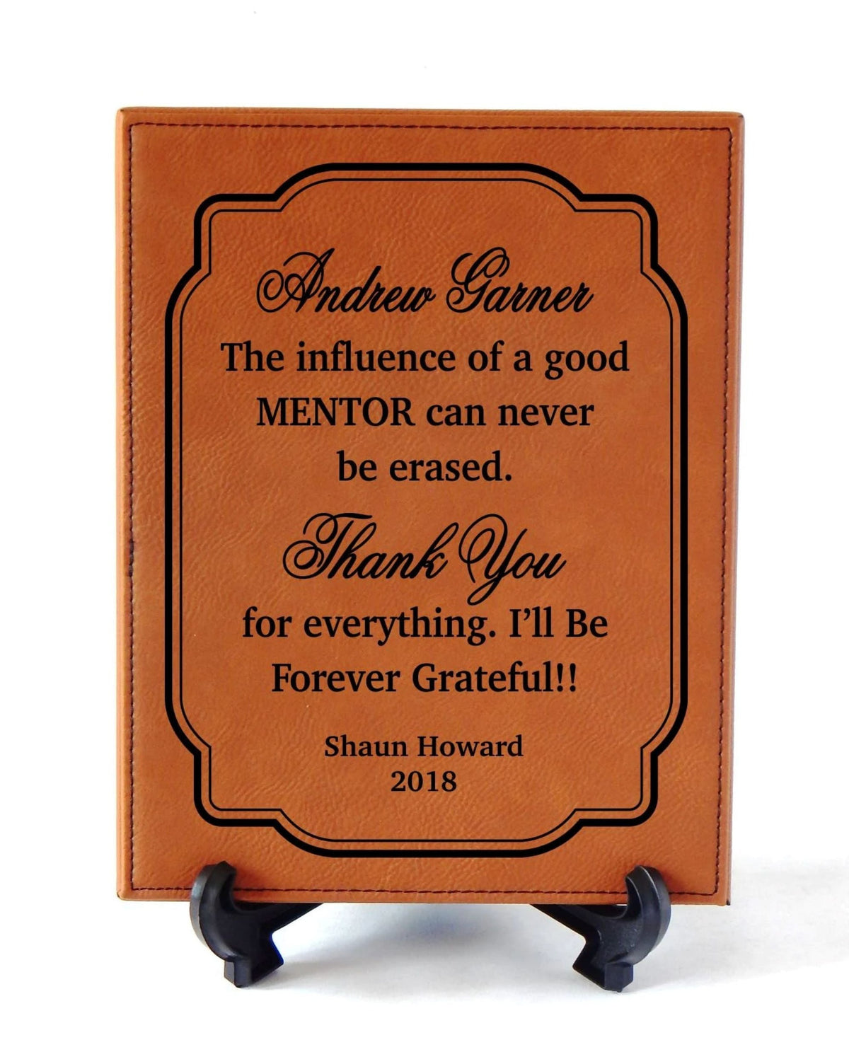 Engraved Leather Plaque Gift for Mentor Teacher