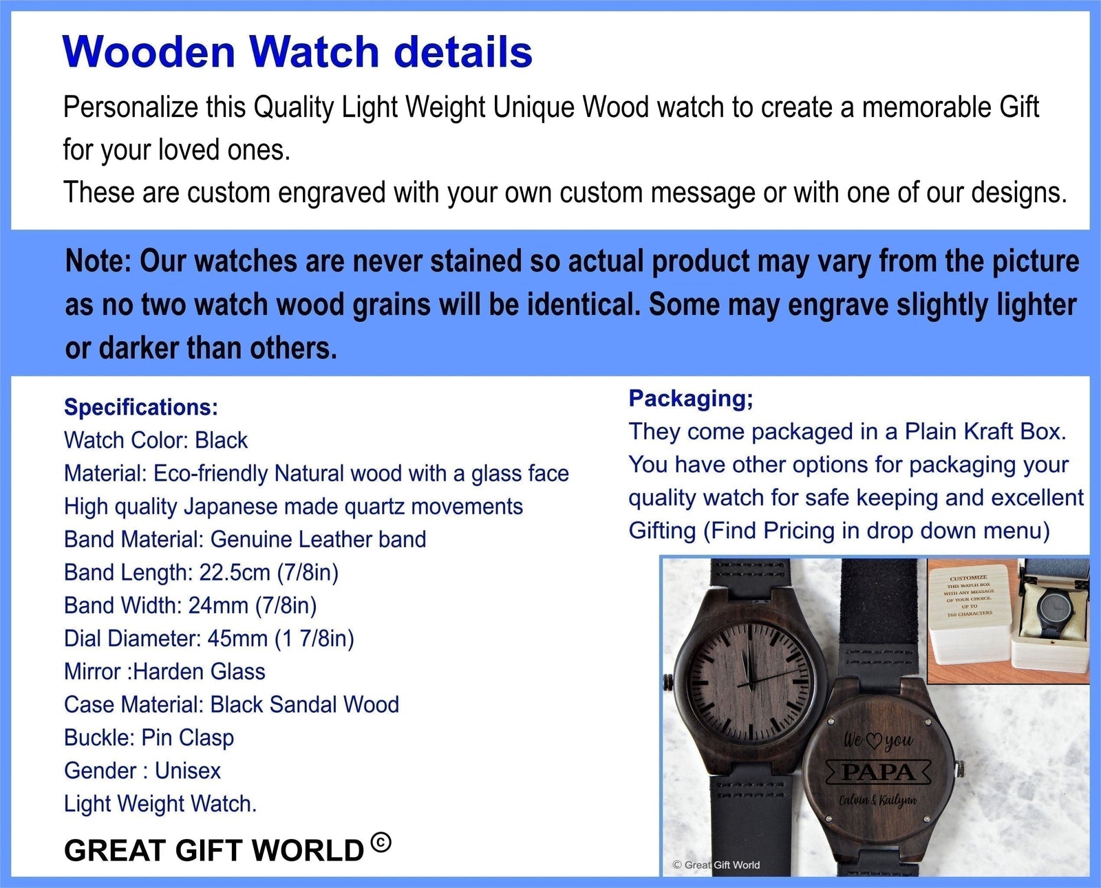 Engraved Watches for Men | Custom Wood Watch