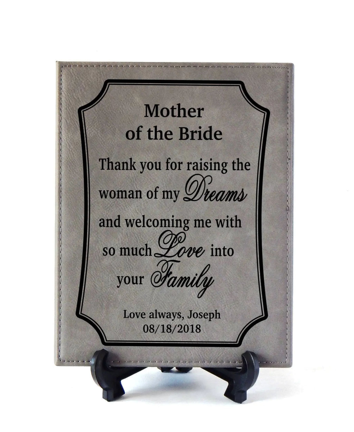 Mother of the Bride Gift from Groom | Wedding Thank you Gift for Parents Engraved Plaque