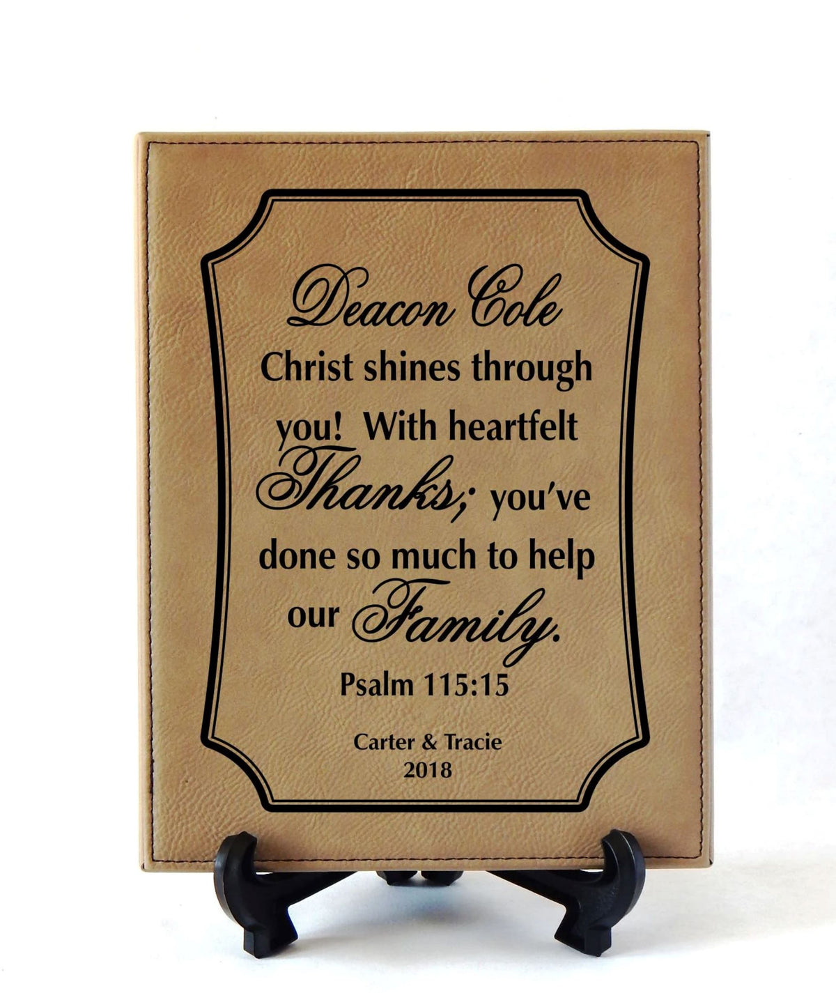 Priest Engraved Leather Plaque: Personalized Sign Gift for Deacon