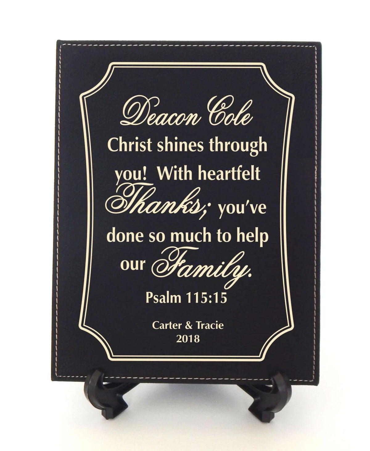 Priest Engraved Leather Plaque: Personalized Sign Gift for Deacon