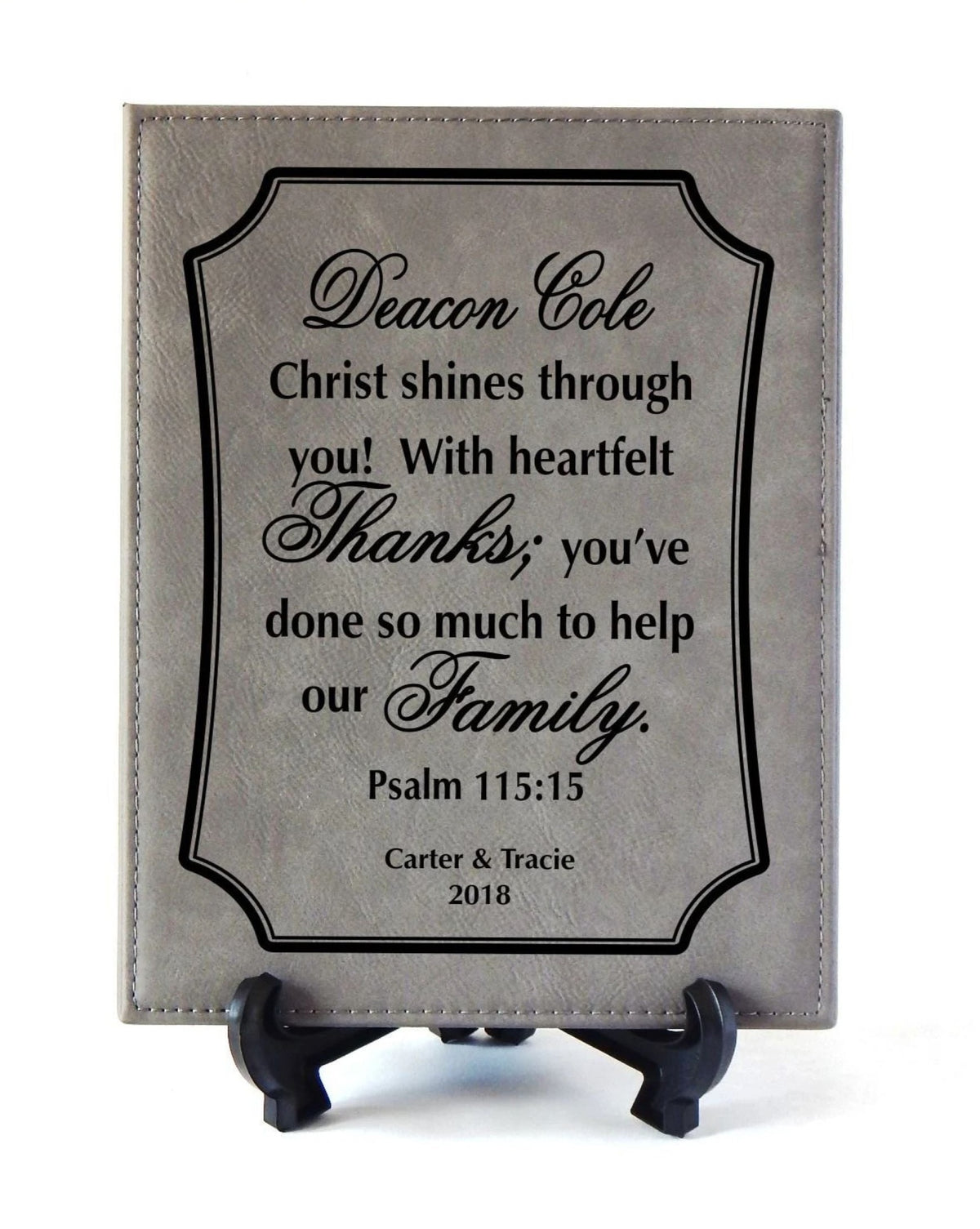 Priest Engraved Leather Plaque: Personalized Sign Gift for Deacon