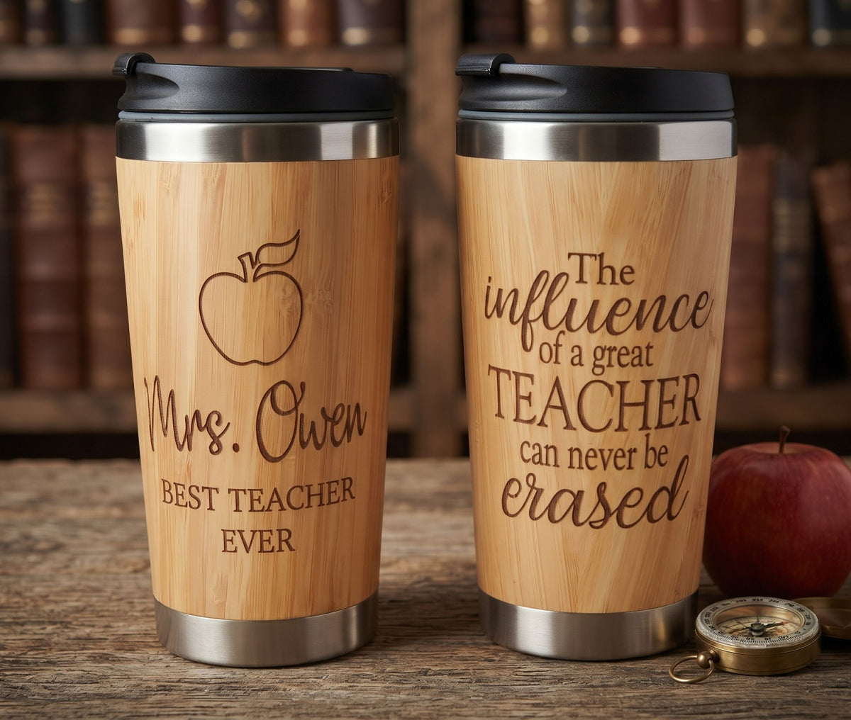 Personalized Teacher Mug Gift | Engraved Bamboo Tumbler Mug BTT1