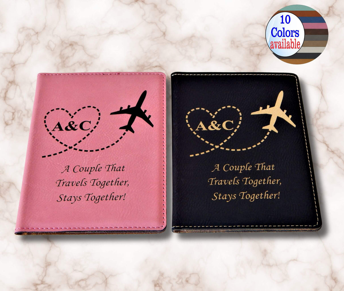 personalized engraved pink and black passport holder wedding or anniversary gift the couple
