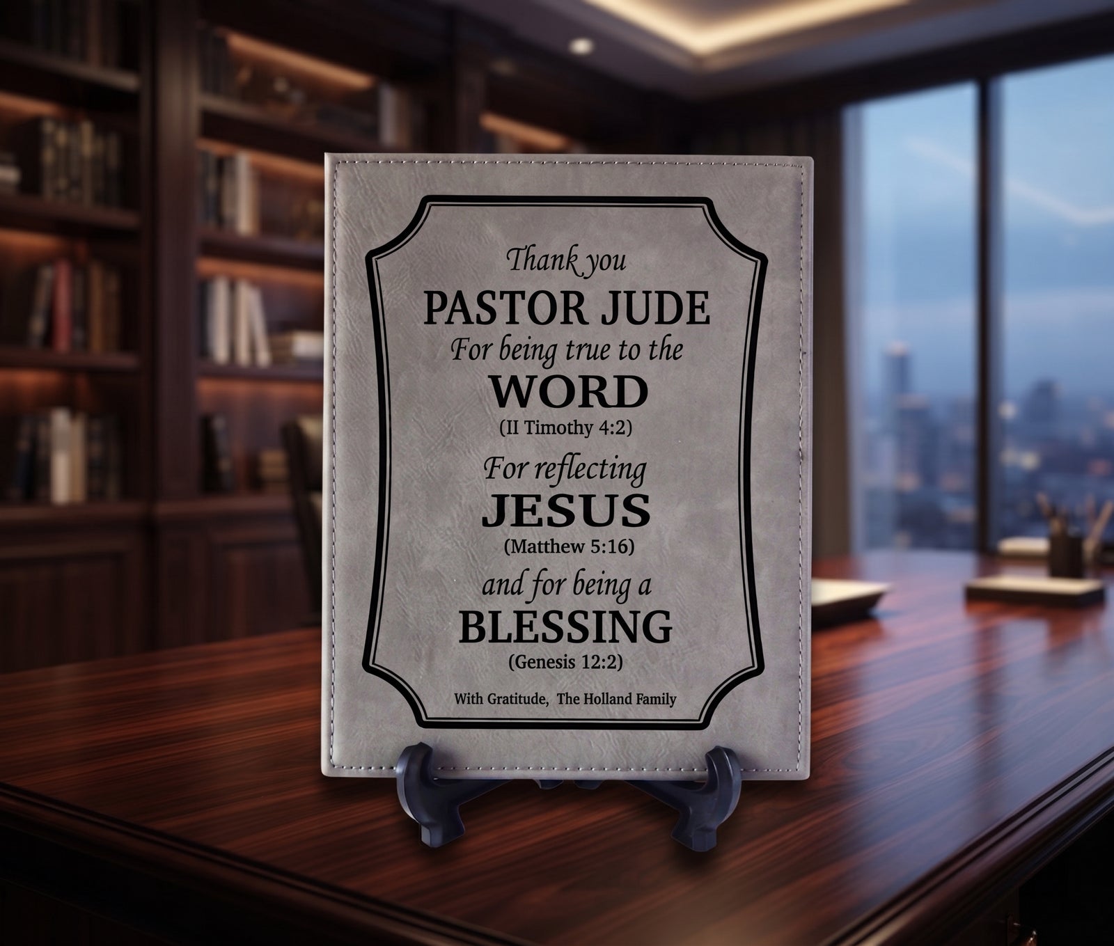Personalized Catholic Priest Gift | Engraved Leatherette Plaque