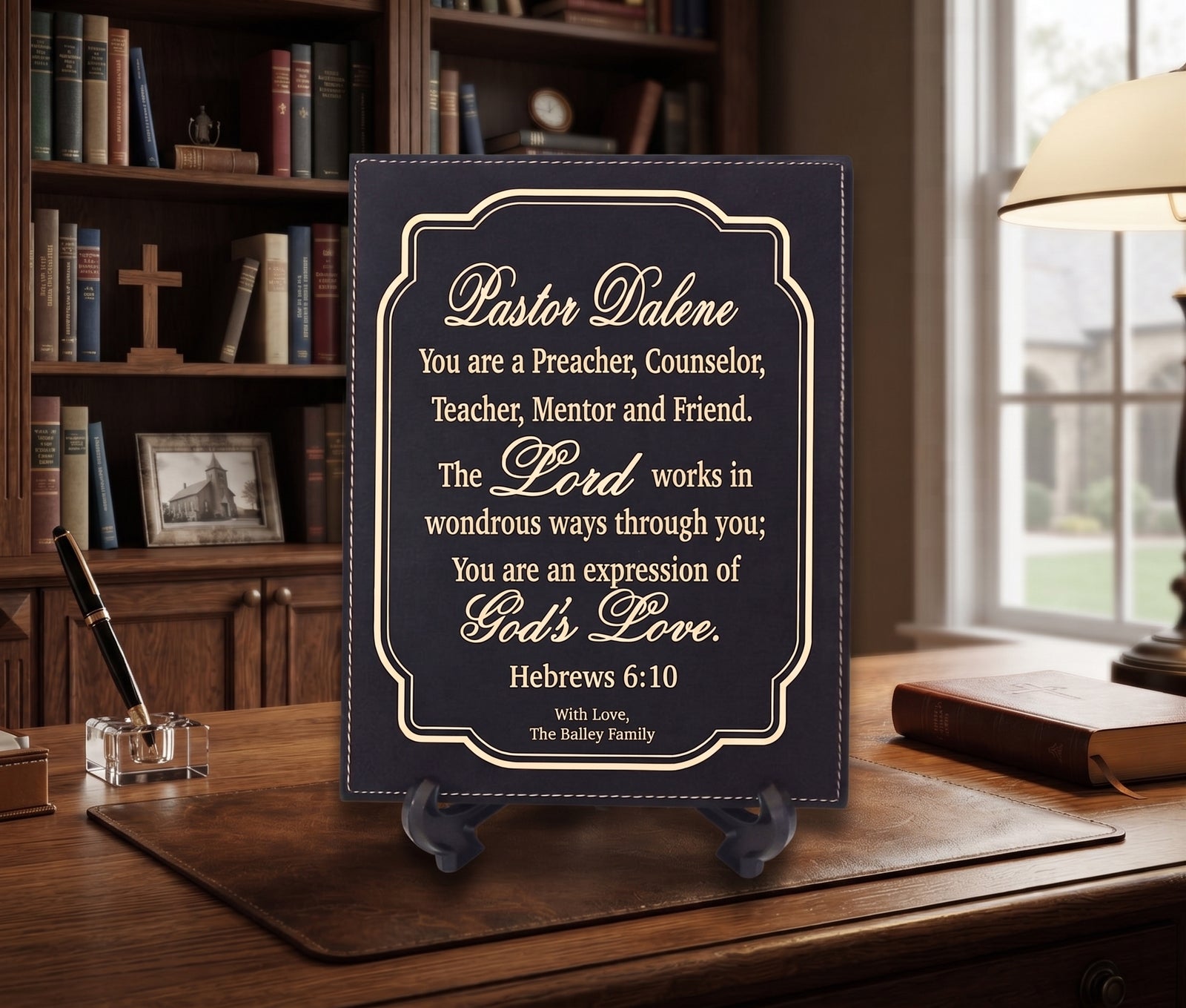 Custom Priest Ordination Gift | Personalized Leather Plaque, PL56
