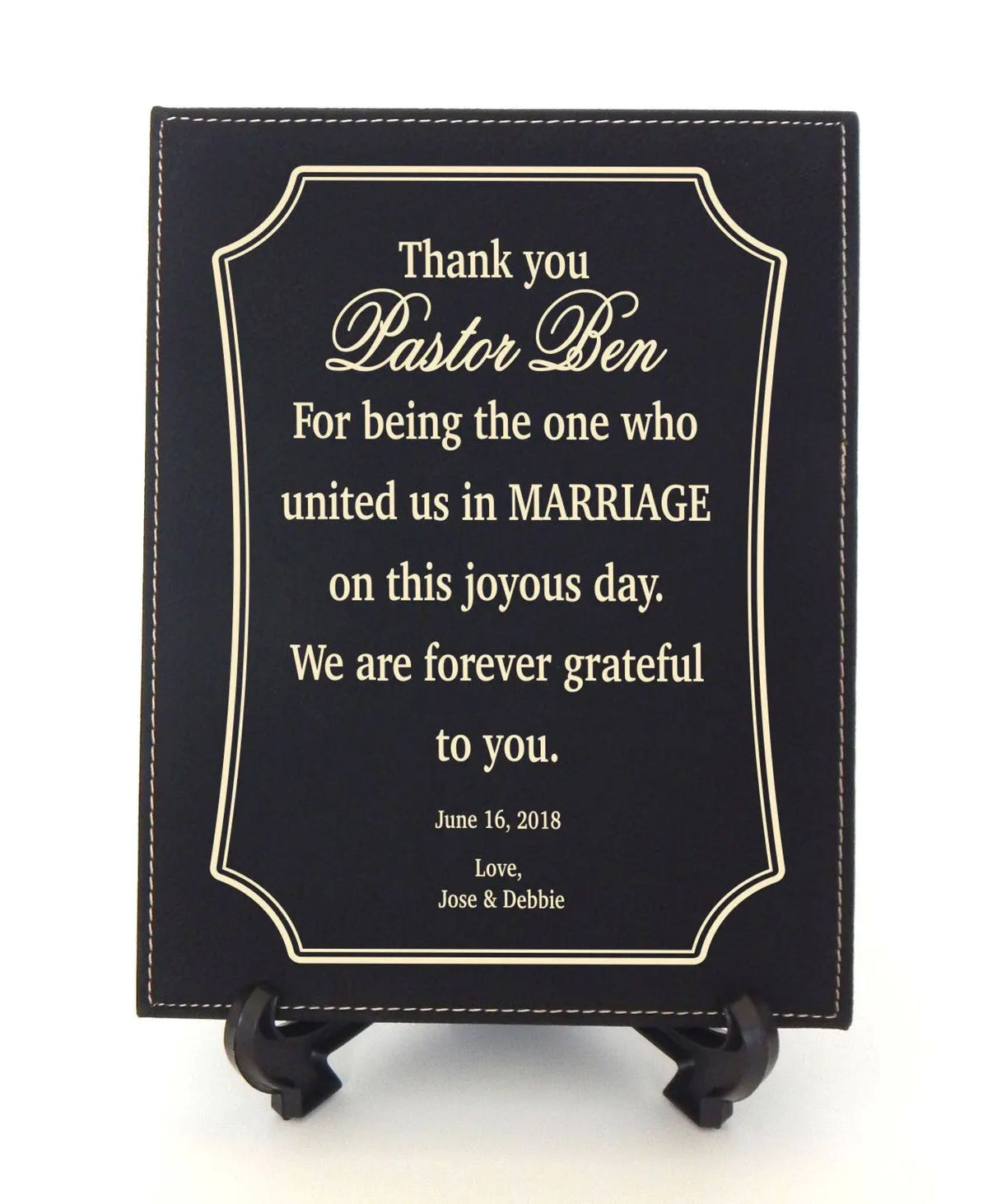 Wedding Gift for Officiant | Minister Gifts | Pastor Thank you Engraved Plaque
